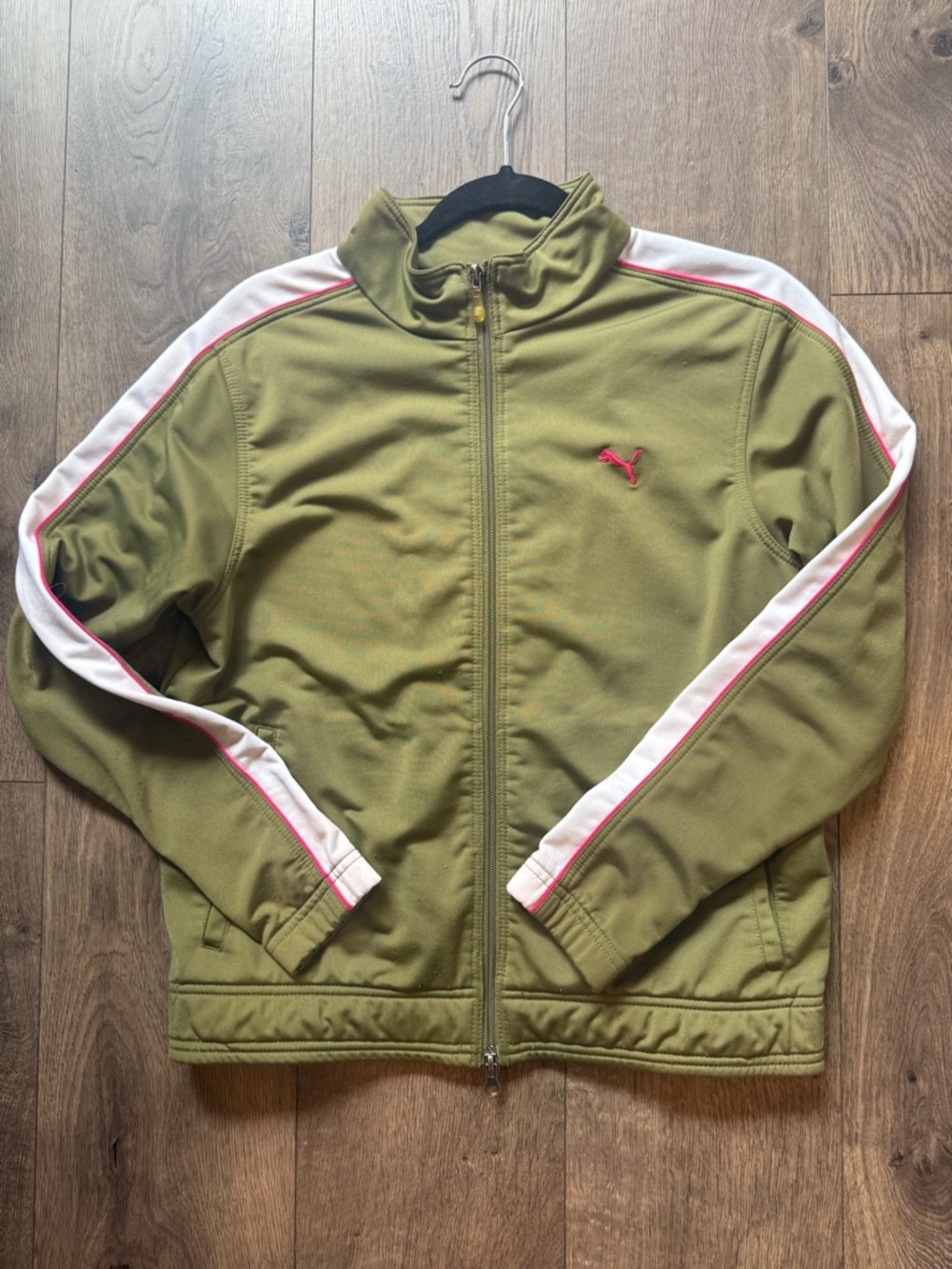 Vintage women’s Puma Track Jacket with White and Pink Accents